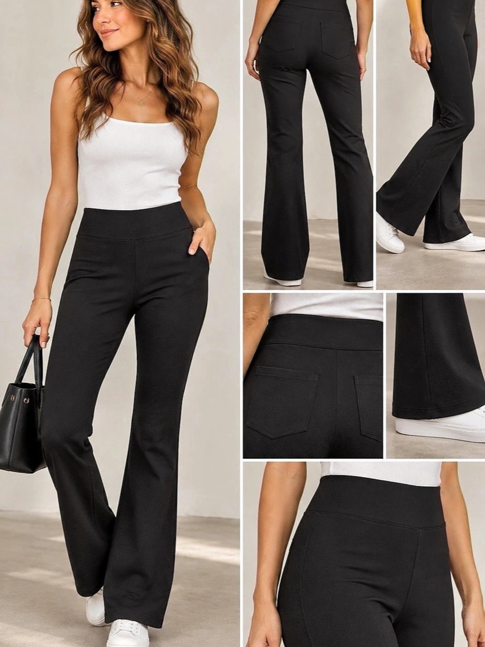 Halara Flex High Waisted Slight Flare Work Pants Black S Regular EUC